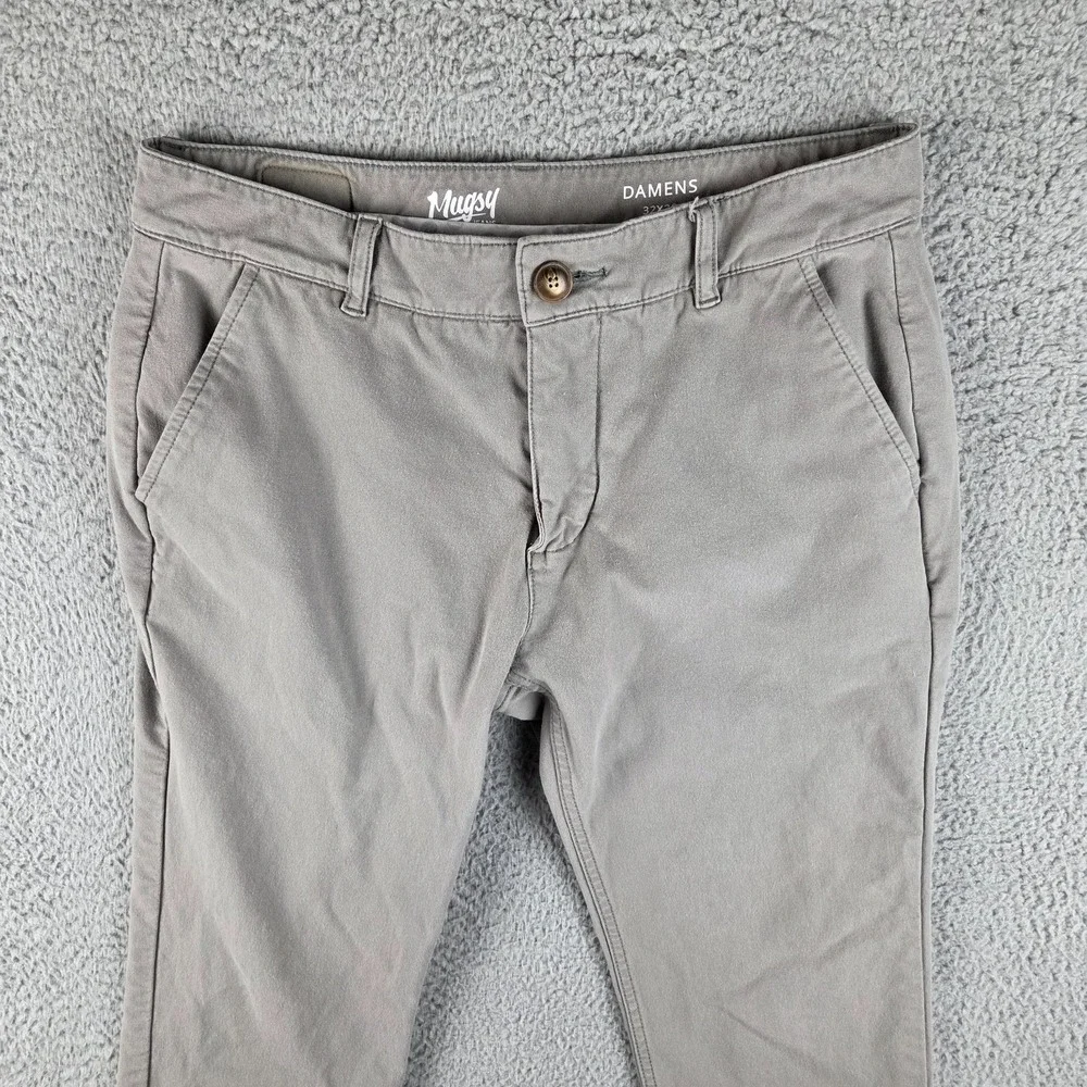 Mugsy Pants Mens 32x30 Gray Damens Chinos Stretch Straight‎ Comfort K4PNDA